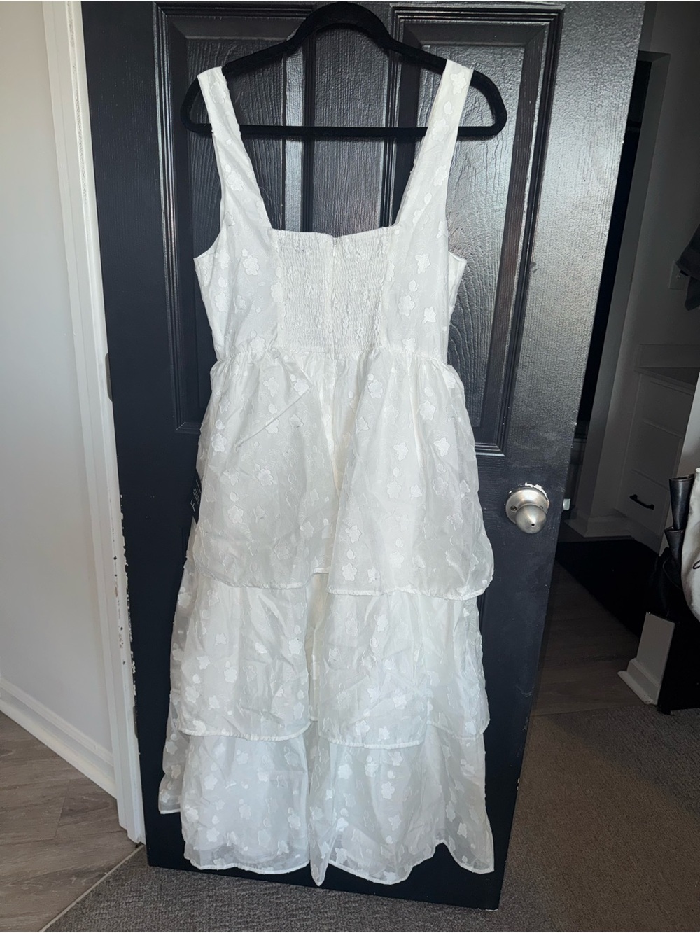 Lulu's White Tiered Midi Dress with Square Neck - Picture 9 of 9